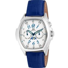 Joshua & Sons Watches Men's White Dial Blue Leather Blue Leather/White