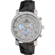 Joshua & Sons Watches Men's Silver Tone dial Black Leather Black Leath