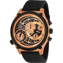 Joshua & Sons Watches Men's Rose Tone & Black Dial Black Polyurethane