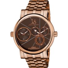 Joshua & Sons Watches Men's Brown Dial Rose Tone Stainless Steel Rose