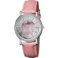 Joshua & Sons Watches Women's Mother of Pearl Dial Pink Leather Pink L