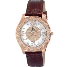 Joshua & Sons Watches Men's White Mother of Pearl Dial Brown Leather B