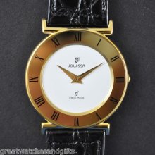 Jowissa 298 Gold Plated Wristwatch, Roman White Dial Gold Ring, Swiss Made