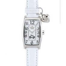 Juicy Couture Twiggy Stainless White Leather Strap Charm Watch