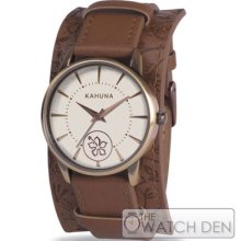 Kahuna - Ladies Brown Leather Cuff Watch - Kls-0244l