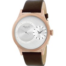 Kenneth Cole New York Round Leather Strap Watch Rose Gold/ Brown