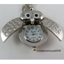 Kid&children Sliver Owl Quartz Necklace Watch Z2-s