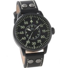 Laco 1926 Pilot Men's Automatic Watch With Black Dial Analogue Display And Black Leather Strap 861760