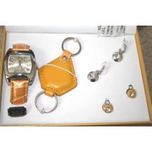 Ladies 4pc Watch, Earrings & Keychain Gift Box Set