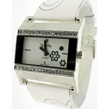 Ladies & Girls Silver Finish Quartz Watch W/ Cz Crystals