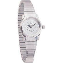 Ladies Chrome Quartz Braille Watch With Chrome Expans