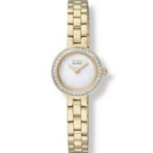 Ladies` Citizen Eco Drive Round 2 Tone Watch W/ Crystal Accent