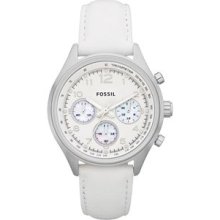 Ladies Fossil Flight White Leather Watch