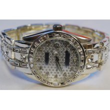 Ladie's Geneva Bling Silvertone Gemstone Watch