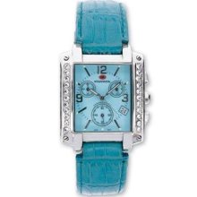 Ladies Mountroyal Blue Leather Cz Chrono Watch Xwa1205