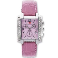 Ladies Mountroyal Pink Leather Cz Chrono Watch Xwa1206