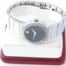 Ladies Movado Concerto Diamond Watch Black Face Classic Wrist Watch Used Nice