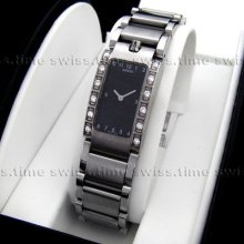 Ladies Movado Elliptica Diamonds Black Museum Dial Mid Size Swiss Watch