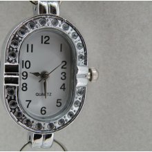 Ladies Pendant Watch w/Swarovski Leaded Crystal Adornment & Silver Plated Chain.