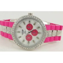 Ladies Pink Faux Diamond Bling Watch Kors Stunning