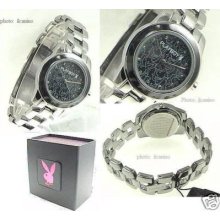 Ladies Playboy Bunny Logo Dial Round Ss Watch