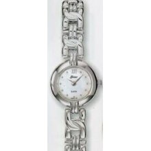 Ladies Quartzline Contemporary Silver Watch W/ Dot Hour Marker