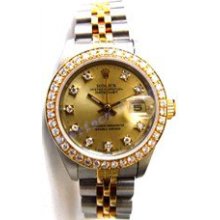 Ladies Rolex Datejust Steel and Gold W/ Rolex Diamond Dial and Diamond Bezel - 90's