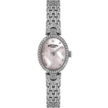 Ladies Rotary Watch Steel Mother Of Pearl Dial Wristwatch Lb02824/07