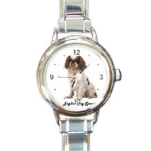 Ladies Round Italian Charm Watch English Toy Spaniel Pet Dog Gift model 26425716