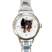 Ladies Round Italian Charm Watch Yorkie Yorkshire Terrier Dog model 26437080