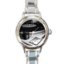 Ladies Round Italian Charm Watch DJ Turntables Music Gift model 30181159