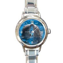 Ladies Round Italian Charm Bracelet Watch Dolphin Kiss Love Gift model 14600560