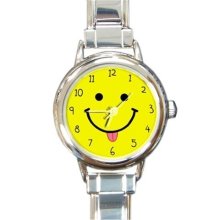 Ladies Round Italian Charm Bracelet Watch Yellow Smiley Face Gift model 30175401