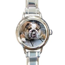 Ladies Round Italian Charm Watch English Bulldog Dog Pet Gift model 29071686