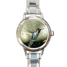 Ladies Round Italian Charm Watch Black-chinned Hummingbird Bird model 26480060