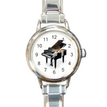 Ladies Round Italian Charm Bracelet Watch Baby Grand Piano Gift model 14607718