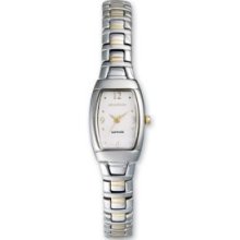 Ladies Two-Tone White 17X25Mm Rectangle Dial Watch