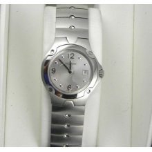 Lady's Movado Se Silver Dial With Numerals Date Swiss Quartz Watch Mint