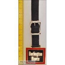 Leather Strap Pocket Watch Fob, Rectangular Gold-toned Burlington Route Shield