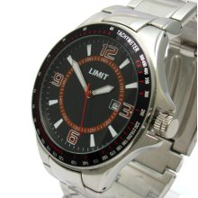 Limit Mens Watch Date Stainless Steel Bracelet 3atm Water Resist 5409 Boxed