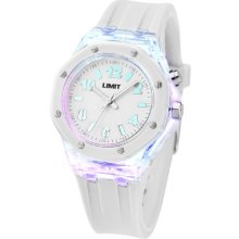 Limit Strobe By Limit Unisex Quartz Watch With White Dial Analogue Display And White Silicone Strap 6894.58