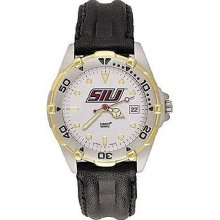 Logo Art Southern Illinois Salukis Men's All-Star Watch with Black Leather Band