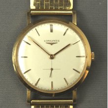 Longines 18k Yellow Gold Watch: Thin, Elegant Minimal Seconds Subdial