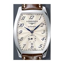 Longines Evidenza Automatic Sub Second 33x38mm Watch - Silvered FlinquÃ© Dial, Brown Alligator Strap L26424734 Sale Authentic