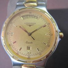 Longines Les Grande Men's Watch Quartz Sapphire All Stainless S Two Tone Swiss