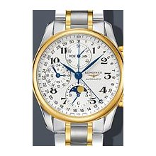 Longines Master Chrono Moonphase Two Tone 40mm Watch - Silver Dial, Two Tone Bracelet L26735787 Chronograph Sale Authentic