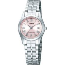 Lorus Ladies Pink Dial Water Resistant Calendar Dress Watch Rxt09ex9