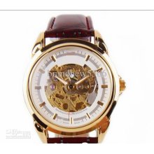 Low Price Transparent Hollow Men's Watches Leather Watch Automatic M