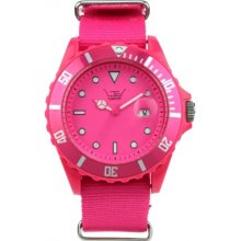 LTD-091101 LTD Watch Unisex Shocking Pink Dial And Canvas Strap Watch