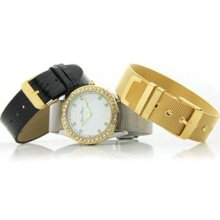 Lucien Piccard Women's 3 Interchangeable Bands Crystal Dial Watch ...